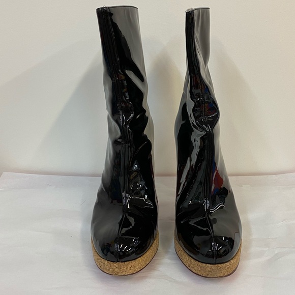 Oh Deer! Black Patent Red Bottom Boots - Picture 2 of 9